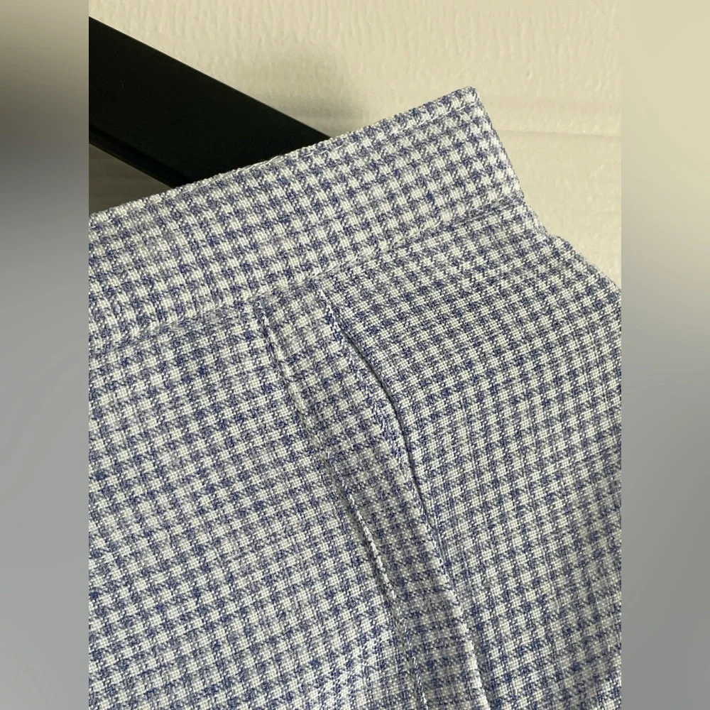 Gingham Tapered Trousers Blue White Sz 14 - Picture 6 of 14